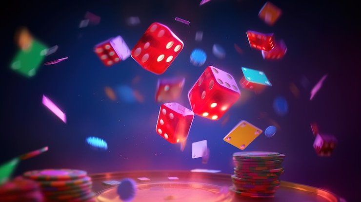 Layar permainan Caribbean Stud Poker menampilkan kartu pemain dan dealer